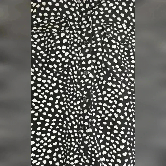 Old Navy Shirt Dress Henley Quarter Button Front A-Line Dress White Hearts, XS - Picture 3 of 9